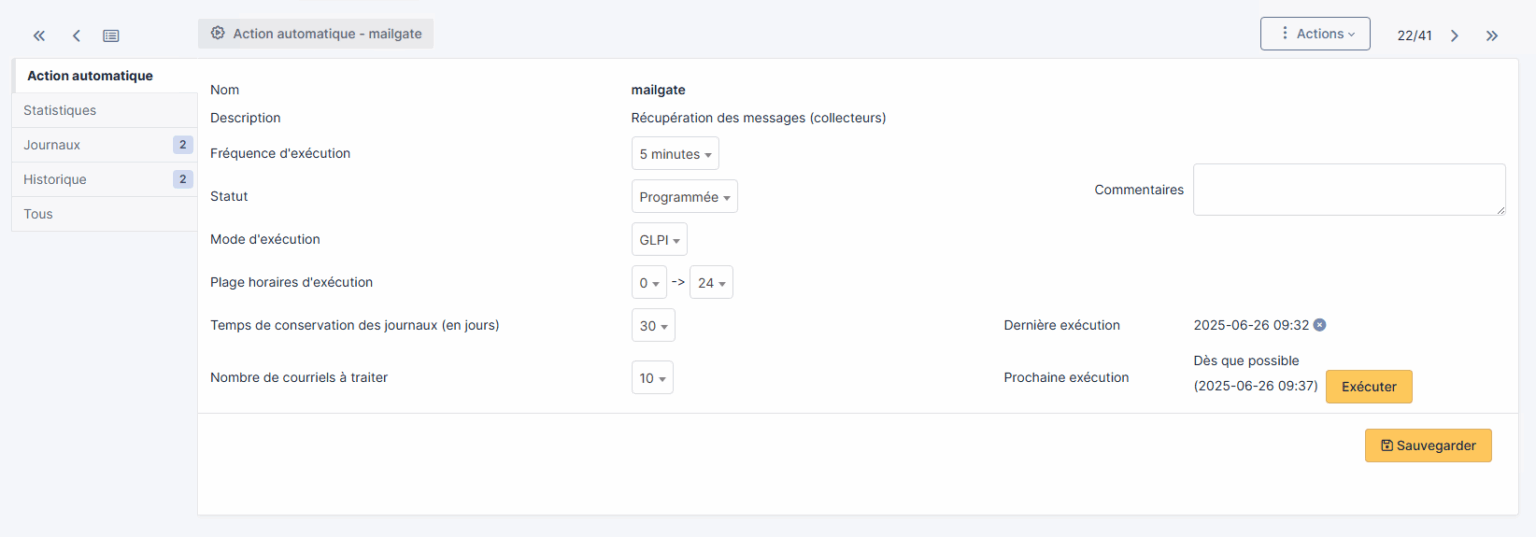 Aperçu des actions automatiques dans GLPI