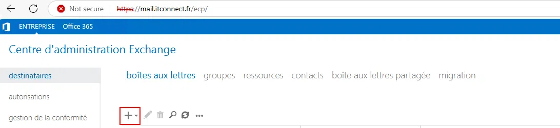 Aperçu du Centre d'Administration Exchange