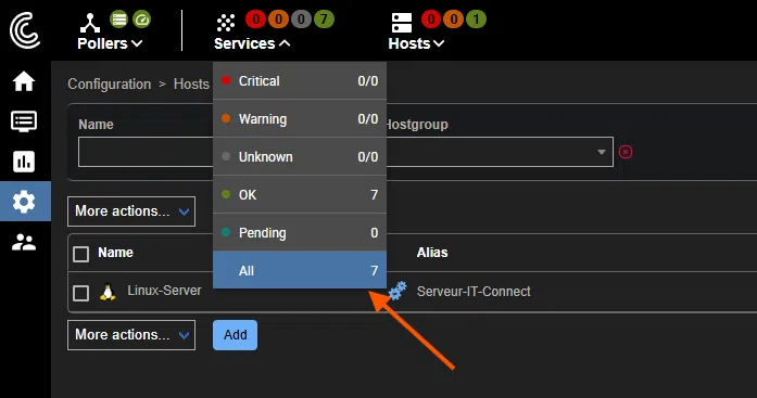 Services supervisés Centreon