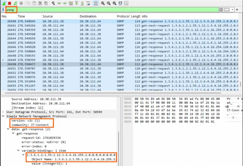 Capture Wireshark SNMPv2c
