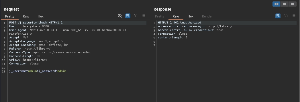 Library Back-End Login Request